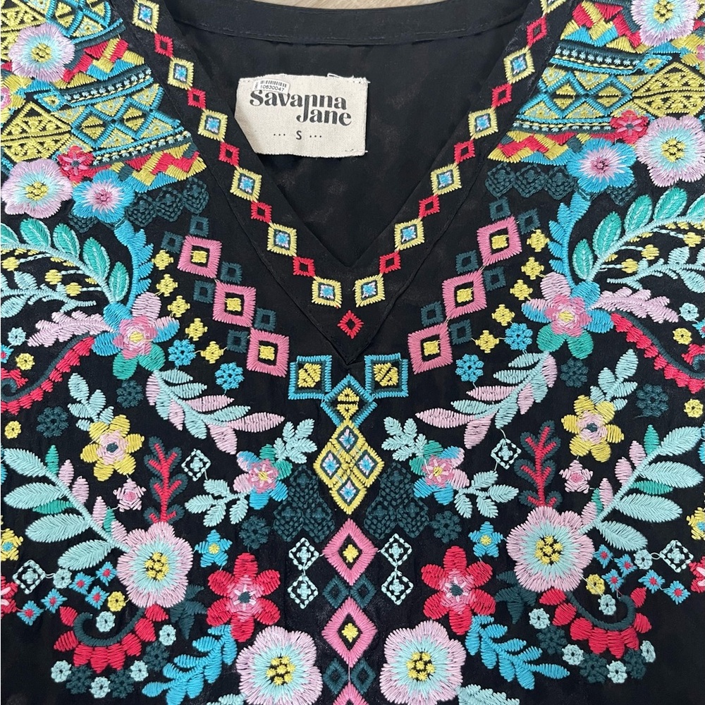 Savannah Jane Leopard Print Black Floral Embroide… - image 4